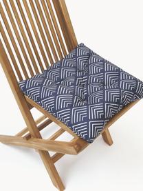Coussin de chaise avec motif graphique Milano, Bleu foncé, blanc, larg. 40 x long. 40 cm