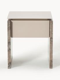 Comodino in marmo e metallo Bruce, Struttura: legno massiccio di mango,, Beige chiaro, grigio, Larg. 45 x Alt. 50 cm