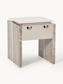 Nachttisch Bruce aus Marmor und Metall, Tischplatte: Metall, Front: Mitteldichte Holzfaserpla, Beine: Marmor Dieses Produkt wir, Hellbeige, Beige marmoriert, B 45 x H 50 cm