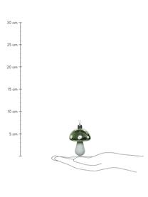 Adornos navideños Mashroom, 8 uds., Figura: plástico, Verde, blanco, Ø 5 x Al 8 cm