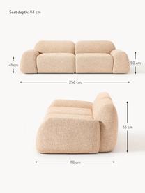 Modulares Sofa Wolke (3-Sitzer) aus Bouclé, Bezug: Bouclé (96 % Polyester, 4, Bouclé Orange, B 256 x T 118 cm