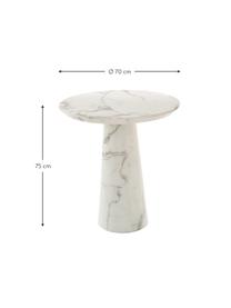 Stół do jadalni o wyglądzie marmuru Disc, Blat: płyta pilśniowa średniej , Biały, o wyglądzie marmuru, Ø 70 cm