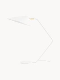 Grote bureaulamp Neron, Decoratie: vermessingd metaal, Wit, B 57 x H 56 cm