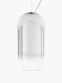 Kleine Pendelleuchte Gople Mini, mundgeblasen, Lampenschirm: Glas, mundgeblasen, Baldachin: Aluminium, beschichtet, Silberfarben, Ø 15 x H 29 cm