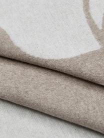 Plaid flanelle de coton gris motif cerf Sylt, 85 % coton, 8 % viscose, 7 % polyacrylique, Beige, larg. 140 x long. 200 cm