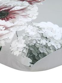 Funda de almohada de satén Blossom, 45 x 85 cm, Gris claro, multicolor, An 45 x L 85 cm