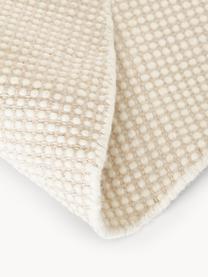 Alfombra redonda artesanal de lana Amaro, Parte superior: 100% lana, Reverso: 100% algodón Las alfombra, Blanco crema, beige, Ø 140 cm (Tamaño M)