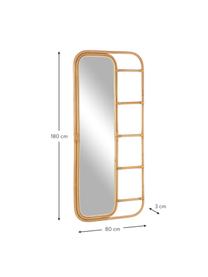 Miroir mural rotin Ladder, Rotin, Bois clair, larg. 80 x haut. 180 cm