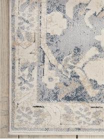 Tapis vintage bleu beige Malta, 90 % polypropylène, 10 % chenille, Blanc ivoire, tons bleus, larg. 120 x long. 170 cm (taille S)