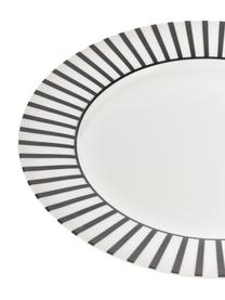 Platzteller Ceres Loft mit Streifendekor in Schwarz/Weiß, 4 Stück, Porzellan, Weiß, Schwarz, Ø 30 x H 2 cm
