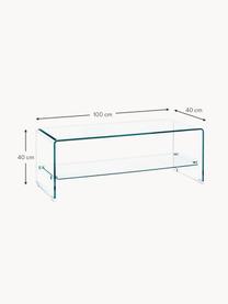 Tavolino da salotto in vetro con ripiano Iride, Mensola: vetro temperato, Trasparente, Larg. 100 x Prof. 40 cm