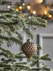 Décorations de sapin de Noël soufflées bouche Hinda, 4 pièces, Verre, Brun foncé, doré, Ø 7 x haut. 10 cm