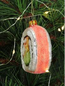 Kerstboomhanger Sushi, Glas, Roze, zilverkleurig, B 6 cm x H 6 cm