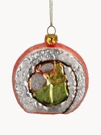 Kerstboomhanger Sushi, Glas, Roze, zilverkleurig, B 6 cm x H 6 cm