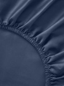 Lenzuolo con angoli boxspring in raso di cotone Comfort, Blu scuro, Larg. 90 x Lung. 200 cm, Alt. 35 cm