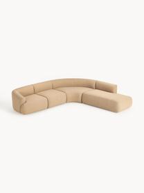 Narożna sofa modułowa Bouclé Sofia (4-osobowa), Tapicerka: Bouclé (100% poliester) D, Stelaż: drewno świerkowe, płyta w, Nogi: tworzywo sztuczne Ten pro, Beżowy Bouclé, S 319 x G 298 cm, prawostronna