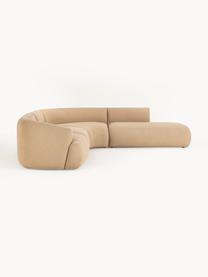 Modulares Bouclé-Ecksofa Sofia (4-Sitzer), Bezug: Bouclé (100 % Polyester) , Gestell: Fichtenholz, Spanplatte, , Bouclé Beige, B 319 x T 298 cm, Eckteil rechts