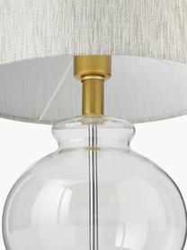 Tischlampe Natty mit Glasfuss, Lampenschirm: Textil, Sockel: Messing, gebürstet, Beige, Transparent, Ø 31 x H 48 cm