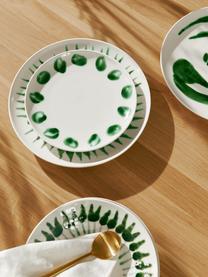 Ručne maľovaný raňajkový tanier Sparks, Kamenina, Biela, zelená, Ø 22 cm