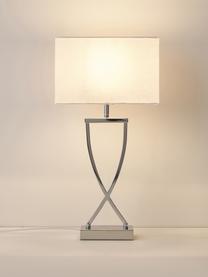 Grande lampe à poser classique Vanessa, Argenté, blanc, larg. 27 x haut. 52 cm