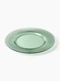 Dessous-de-plat en verre strié Effie, 2 pièces, Verre, Vert menthe, Ø 33 cm