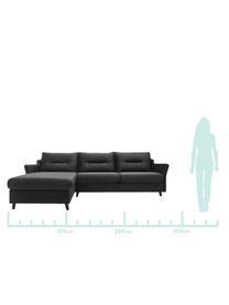 Sofa narożna z funkcją spania z aksamitu Loft, Tapicerka: 100% aksamit poliestrowy, Nogi: metal lakierowany, Ciemny szary, S 275 x G 181 cm