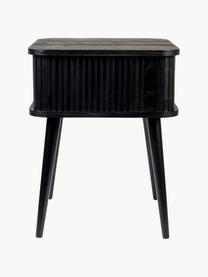 Holz-Nachttisch Barbier mit Schiebetür und geriffelter Front, Tischplatte: Mitteldichte Holzfaserpla, Schwarz, B 45 x H 59 cm