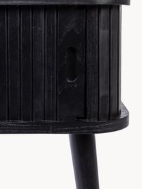 Mesita de noche de madera Barbier, puerta corredera, Tablero: fibras de densidad media , Madera de fresno pintada en negro, An 45 x Al 59 cm
