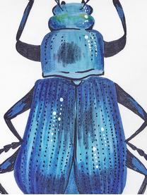 Kissenhülle Dunta mit Käferprint, 100% Baumwolle, Blautöne, Creme, 45 x 45 cm