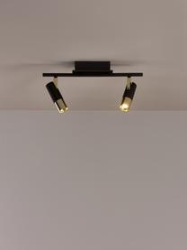 Plafonnier spot LED Bobby, Noir, couleur dorée, larg. 47 x haut. 13 cm