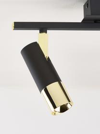 Plafonnier spot LED Bobby, Noir, couleur dorée, larg. 47 x haut. 13 cm