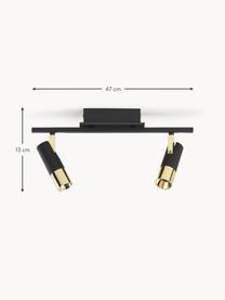 LED-Deckenstrahler Bobby, Baldachin: Metall, pulverbeschichtet, Schwarz, Goldfarben, B 47 x H 13 cm