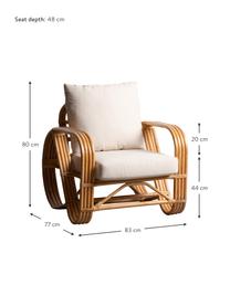 Poltroncina in rattan Fennel, Rivestimento: poliestere, Struttura: rattan, Marrone, Larg. 83 x Prof. 77 cm