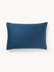 Funda de almohada de satén Yuma, Azul oscuro, An 45 x L 110 cm