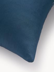 Taie d'oreiller en satin de coton à motif grue Yuma, Bleu foncé, larg. 50 x long. 70 cm