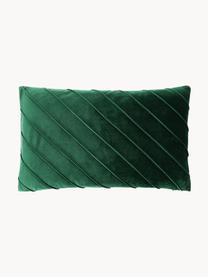 Housse de coussin en velours vert foncé Leyla, Velours (100 % polyester), Vert foncé, larg. 30 x long. 50 cm