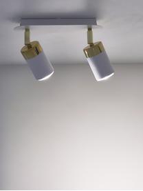 Faretti da soffitto Joker, Paralume: metallo verniciato, Bianco ottone, Larg. 36 x Alt. 13 cm