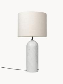Lampada da terra piccola con luce regolabile e base in marmo Gravity, Paralume: tessuto, Beige chiaro, bianco marmorizzato, Alt. 120 cm