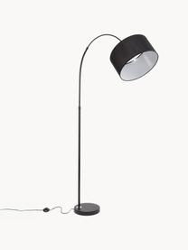 Lámpara de arco Sama, Pantalla: tela, Cable: plástico, Negro, Al 180 cm