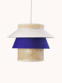 Lampada grande a sospensione in intreccio viennese color Klea, Paralume: bambù, tessuto, Baldacchino: metallo verniciato a polv, Beige chiaro, blu elettrico, Ø 55 x Alt. 42 cm