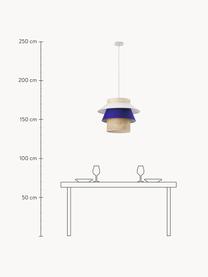 Grote hanglamp Klea van Weens vlechtwerk, Lampenkap: bamboe, textiel, Lichtbeige, koningsblauw, Ø 55 x H 42 cm