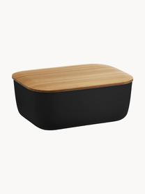 Boîte à pain design avec couvercle en bambou Box-It, Noir, mat, bambou, larg. 16 x haut. 6 x prof. 12 cm