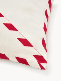 Federa arredo con ricamo natalizio in 3D Wishes, 100% cotone, Bianco, rosso, Larg. 30 x Lung. 50 cm