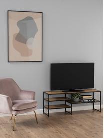 Tv-meubel Seaford van hout en metaal, Plateaus: gelakt MDF, Frame: gepoedercoat metaal, Lichtbruin, zwart, B 120 x H 46 cm