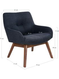 Poltroncina London, Rivestimento: 100% poliestere, Piedini: legno di noce, Grigio scuro, Larg. 63 x Prof. 65 cm