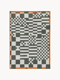 Tapis avec motif graphique Honey, 100 % polyester, Vert foncé, blanc cassé, orange, larg. 80 x long. 150 cm (taille XS)