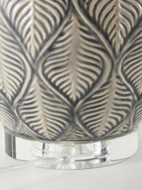 Grosse Keramik-Tischlampe Brooklyn, Lampenschirm: Textil, Sockel: Kristallglas, Weiss, Grau, Ø 33 x H 53 cm