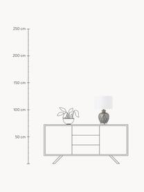 Grote keramische tafellamp Brooklyn, Lampenkap: textiel, Lampvoet: keramiek, Voetstuk: kristalglas, Wit, grijs, Ø 33 x H 53 cm