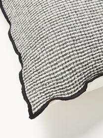 Waffelpiqué kussenhoes Clemente, Weeftechniek: renforcé Draaddichtheid 1, Zwart, gebroken wit, B 60 x L 70 cm