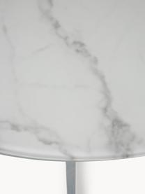 Okrúhly XL konferenčný stolík so sklenenou doskou Antigua, Mramorový vzhľad, biela, chrómová, Ø 100 cm